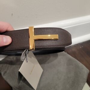 Tom ford T black and Brown logo belt